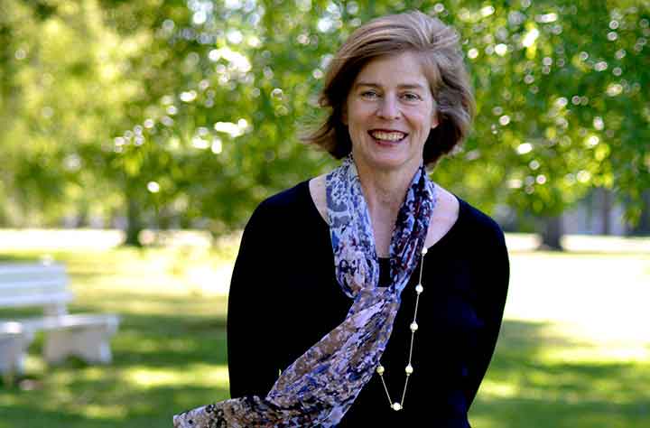 Barbara Donovan outside in the Campus quad