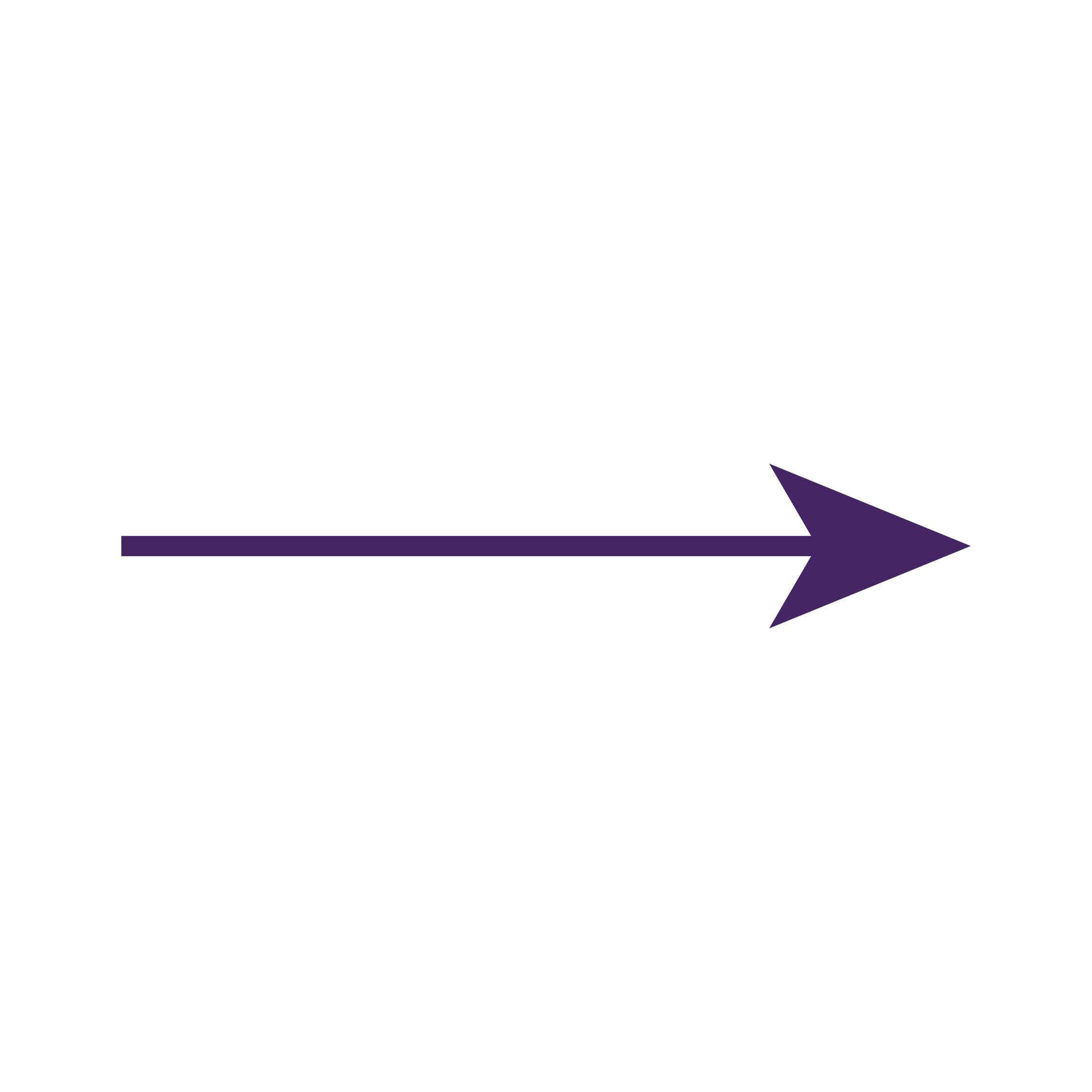 Simple purple horizontal arrow graphic on a black background, featuring a circular dot on the left connected to a straight line ending in a pointed arrowhead on the right.