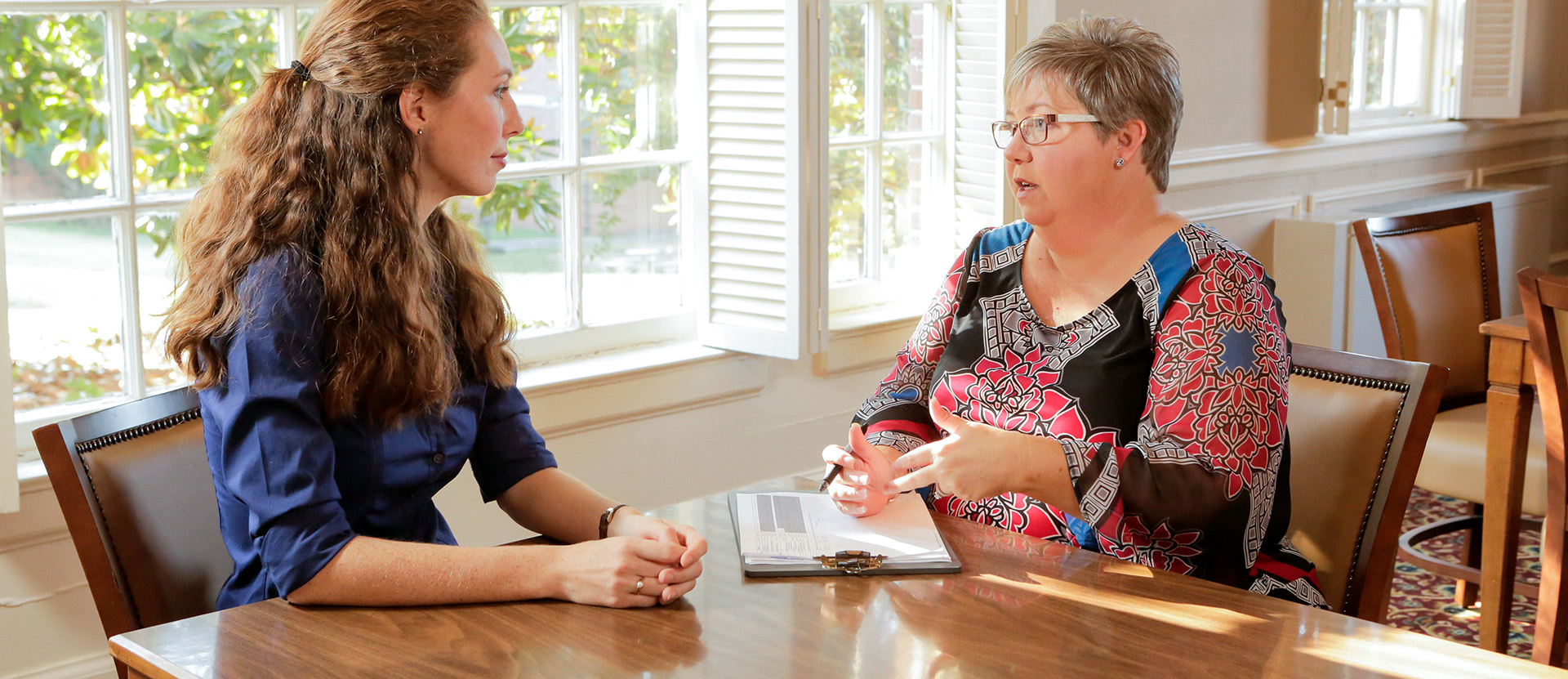 Student with mentor interviewing