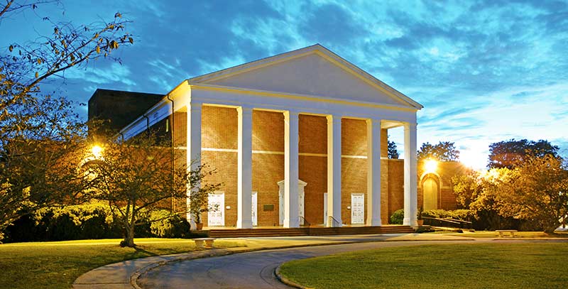 The outside of Porter Auditorium.