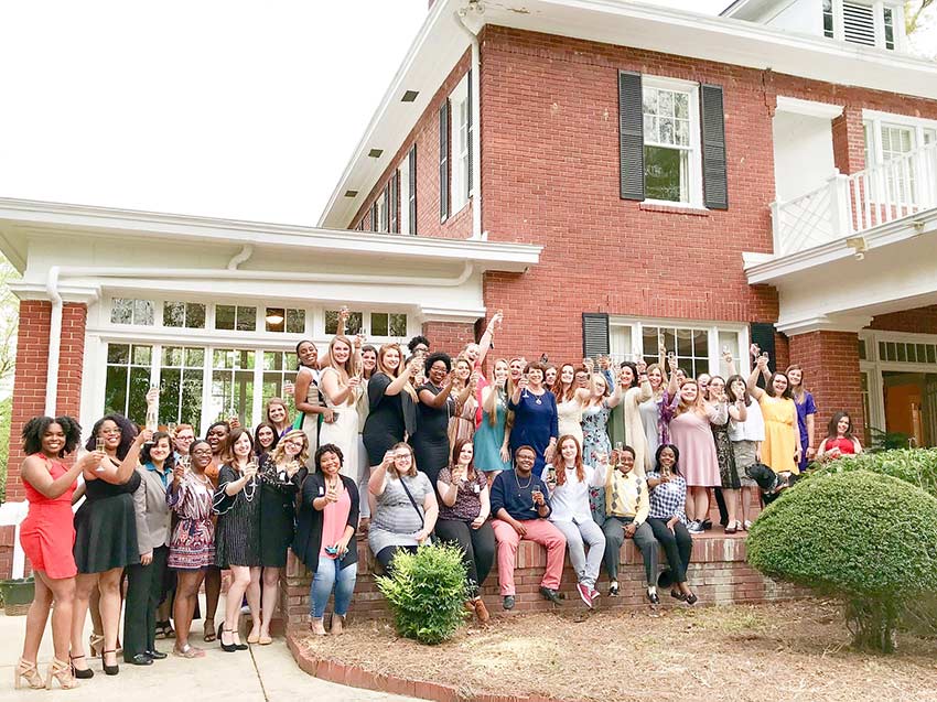 Seniors toast at Bradley House.